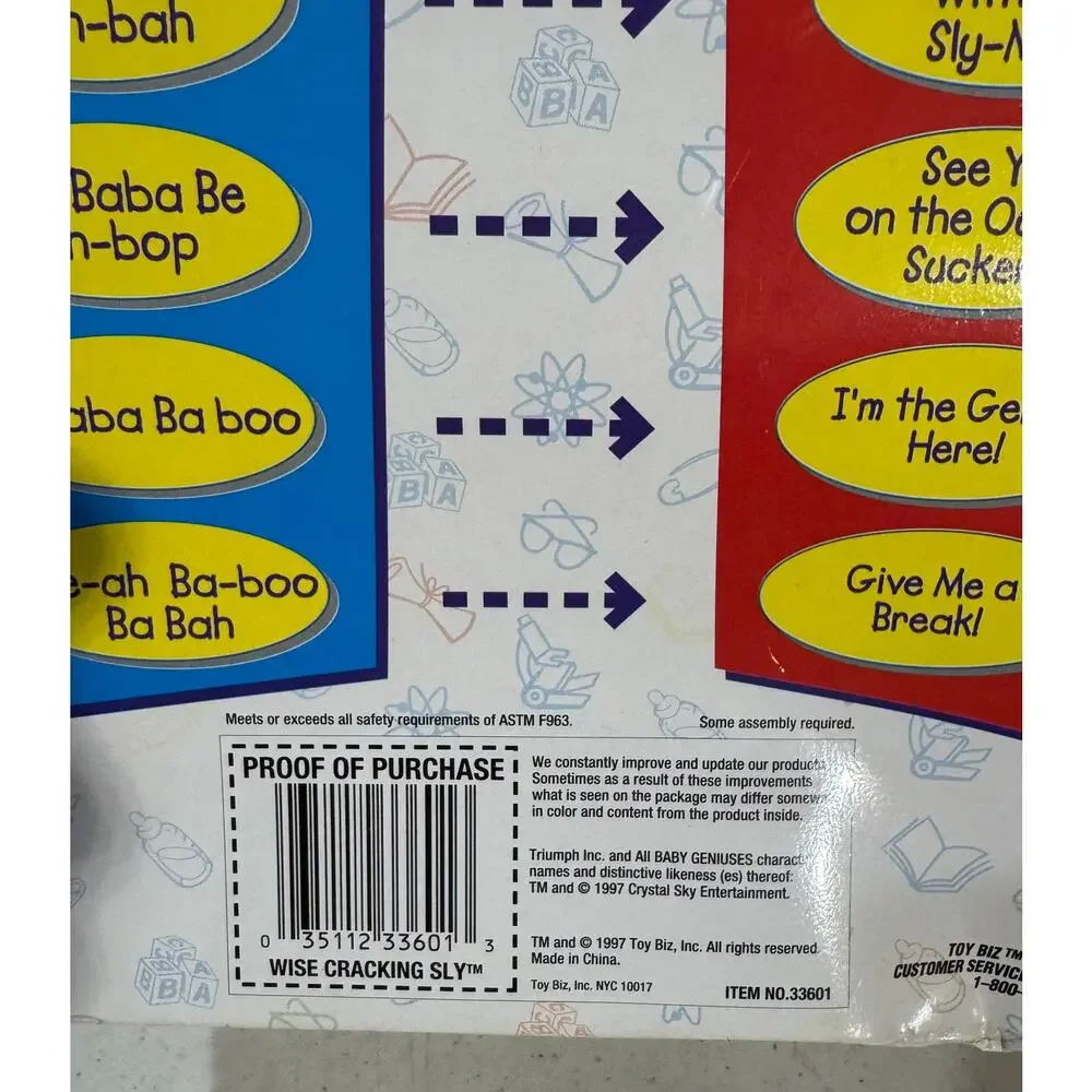 Vintage 1997 Toy Biz Baby Geniuses Wise-Cracking Sly Talking Doll in Box